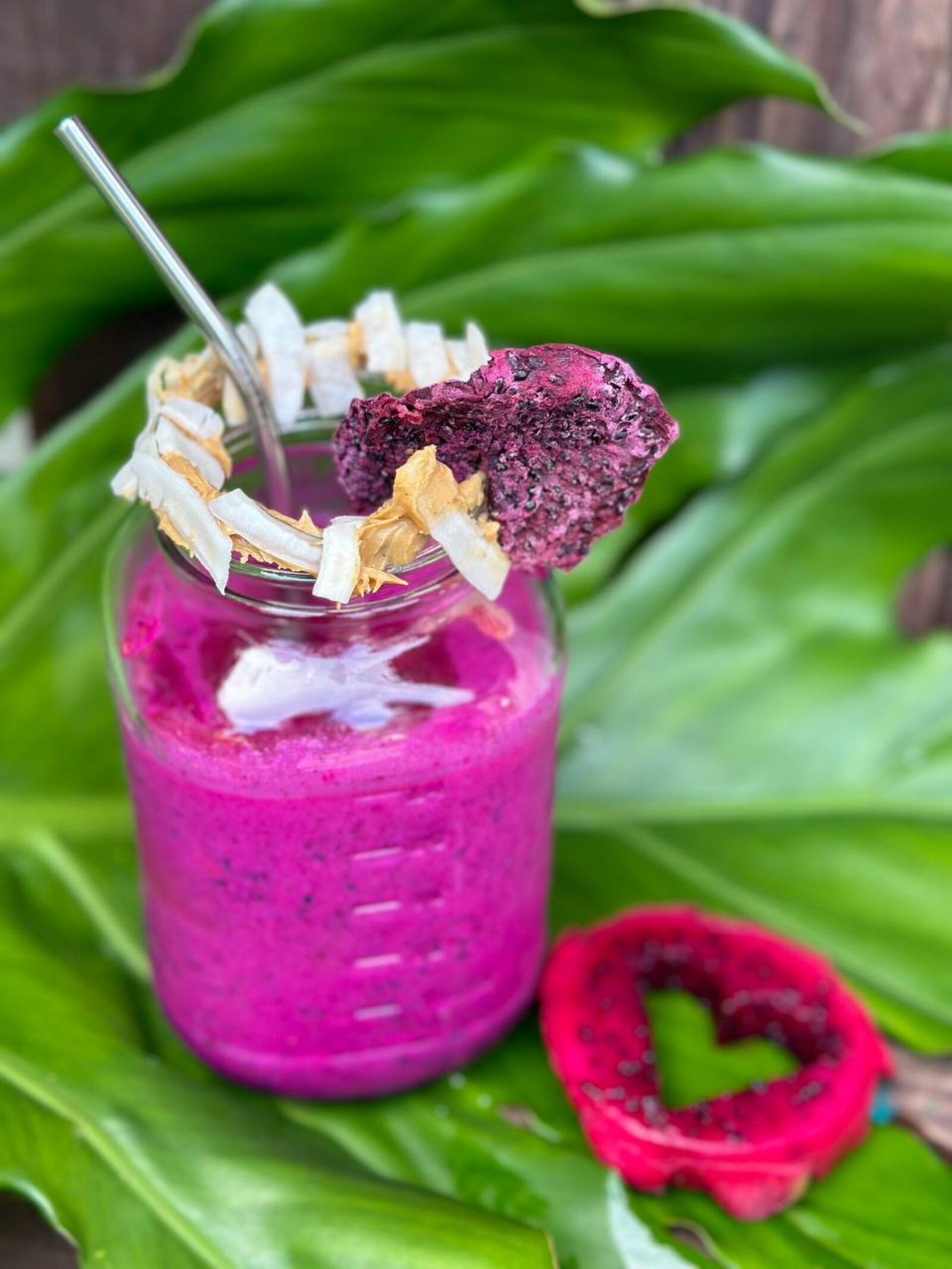 Vivid dragon fruit puree showing natural color intensity